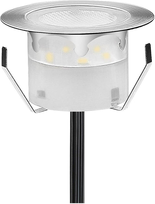 1 Pack Low Voltage LED Deck Lighting Kit Stainless Steel 0.2W~0.5W Waterproof Outdoor Yard Garden Decoration Lamps Landscape Pathway Patio Step Stairs RGB LED In-ground Lights(Silver Border,RGB)