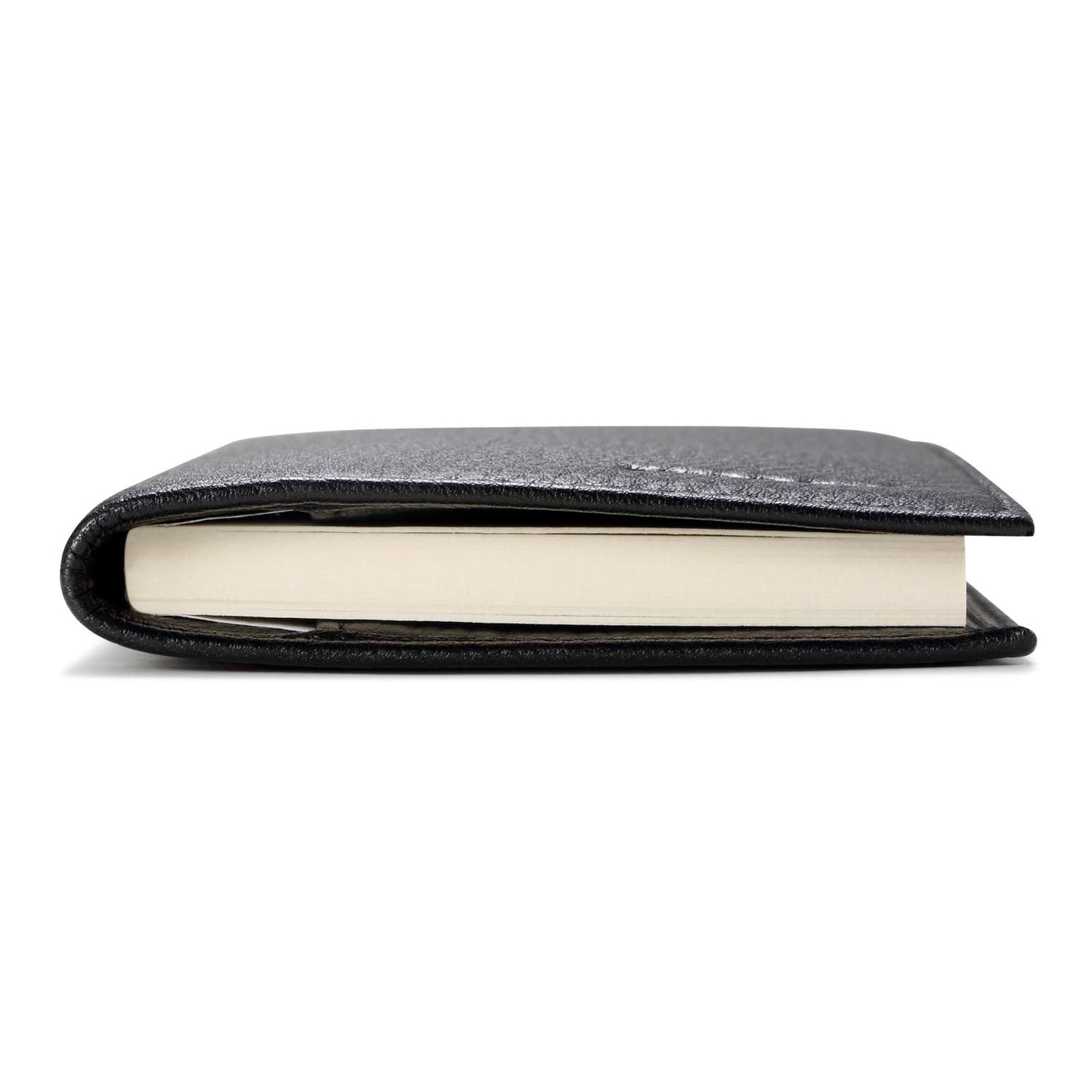 HISCOW Duplicate Checkbook Cover for Men & Women - Full Grain Leather (Pebbled Black)