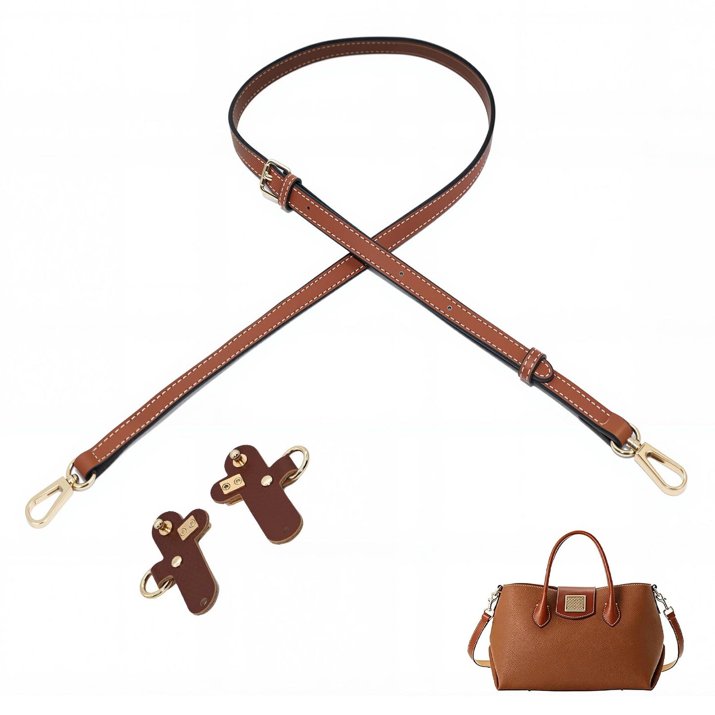 Dukrouk Straps Compatible with Dooney and Bourke Accessories-Genuine Leather,Adjustable Replacement Strap,Brown