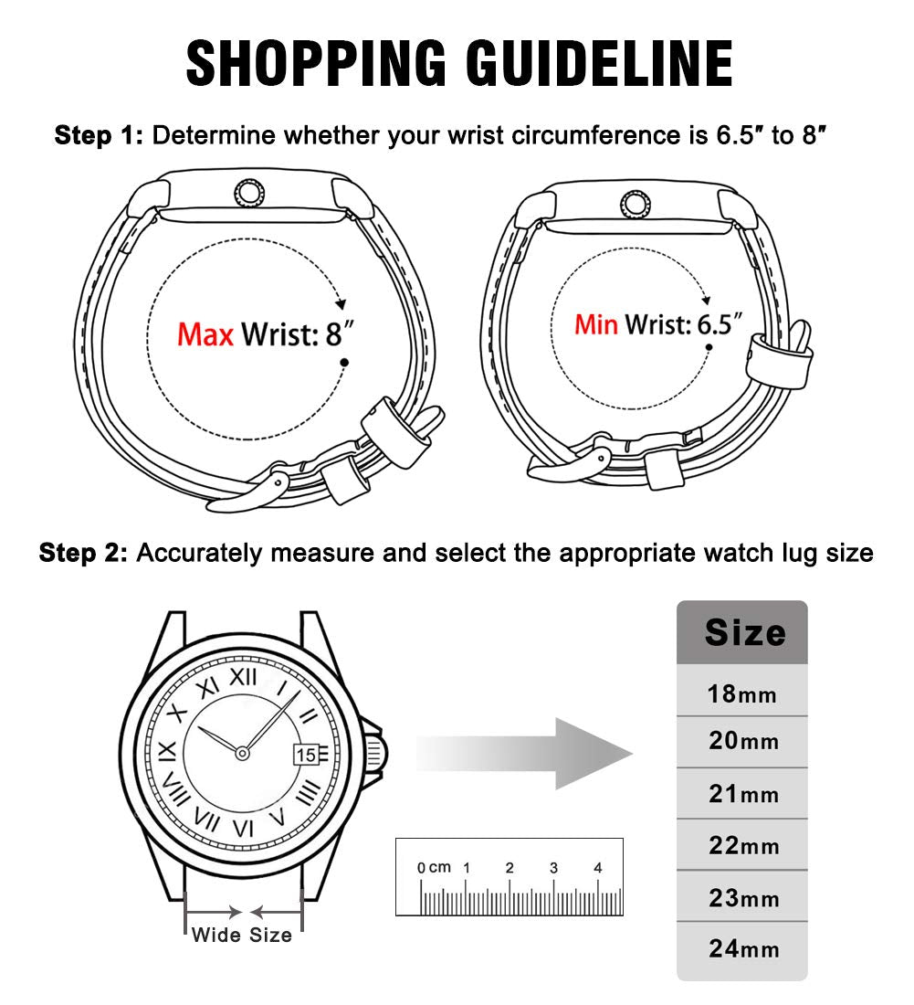 Ritche 21mm Leather Watch Band Compatible with Timex Expedition Fossil Seiko Leather Watch Bands for Men Women Black Watch Strap Orange Stitching, White Elephant Gifts, Stocking Stuffers for Men, Father's Day gifts