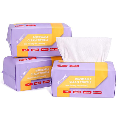 300 Count Disposable Face Towels Ultra Soft Hand Washcloth Lint-Free Dry Wipes