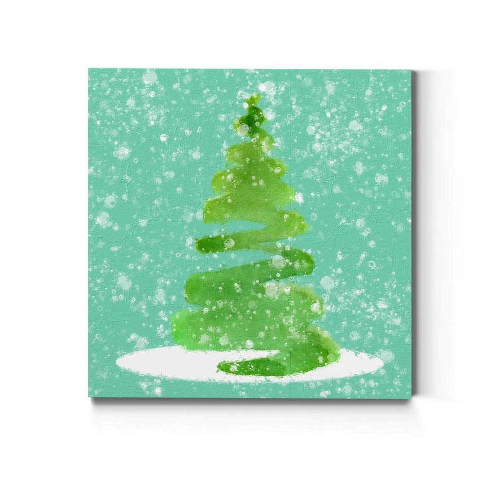 Renditions Gallery Abstract Christmas Tree Wall Art, Cute Winter Artwork, Festive Green Holiday Decor, Premium Gallery Wrapped Canvas, Ready to Hang, 16 in H x 16 in W, Made in America