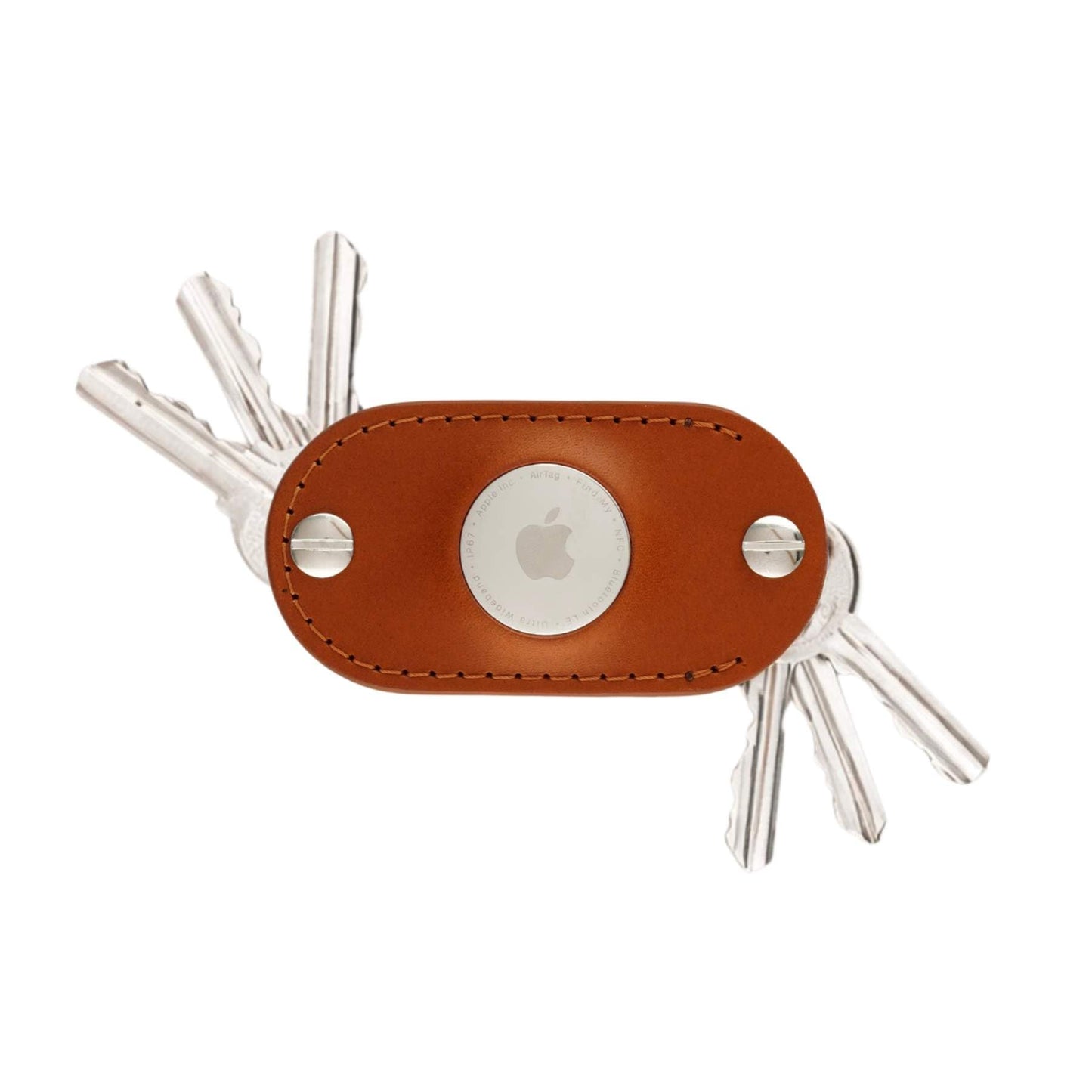 Leather Key Organizer Compatible with Apple AirTag | Handmade Full Grain Leather Keychain Compatible With Tracking Device (Honey)