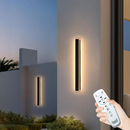 Modern Outdoor Wall Light, 39inch Exterior Lighting Fixture Wall Mount, Black Waterproof Porch Lights Wall Sconce, 2700K-6500K Dimmable Long LED Linear Outside Lighting for Garage, House, Front Door