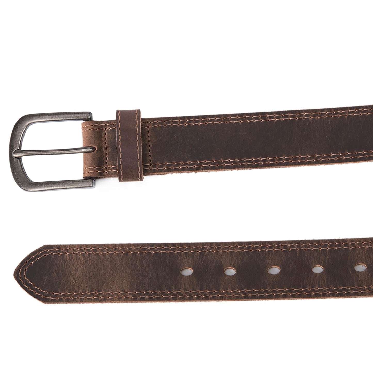 DENGFENGZHE Men's Full Grain Leather Belt for Everyday Casual Jeans, 1.5" Handmade Men Leather Belts with Gift Box (Bourbon Brown, 36)