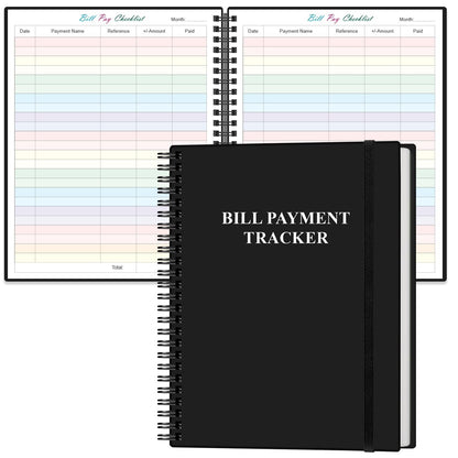 Bill Tracker Notebook - Monthly Bill Organizer & Planner for Personal Budgeting Financial, Monthly Bill Payment Checklist, 8.5" x 11", Black