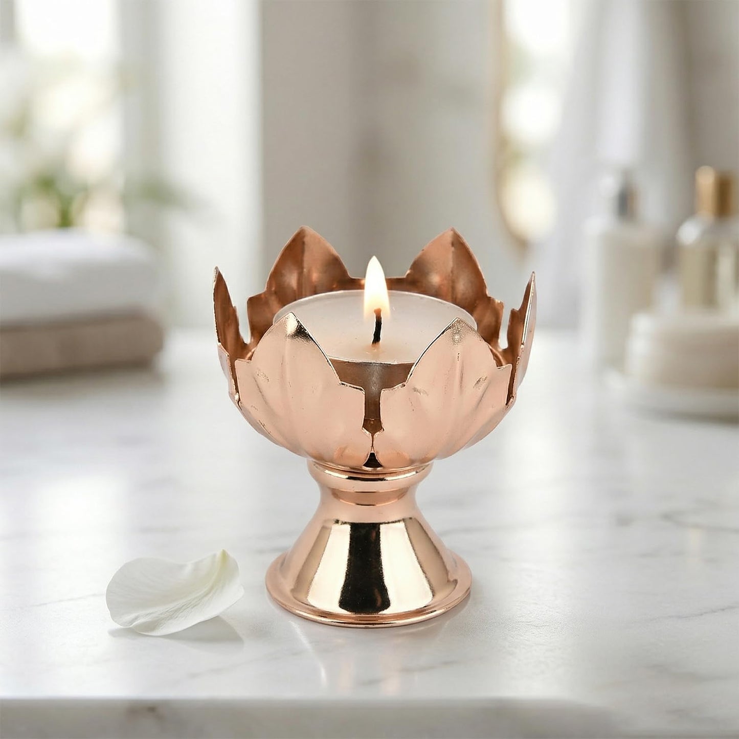 6Pcs Metal Lotus Flower Votive Candle Holders - Elegant Tea Light Candles Holder for Table Centerpieces, Wedding Decor, Home, Christmas & Thanksgiving Party (Gold)