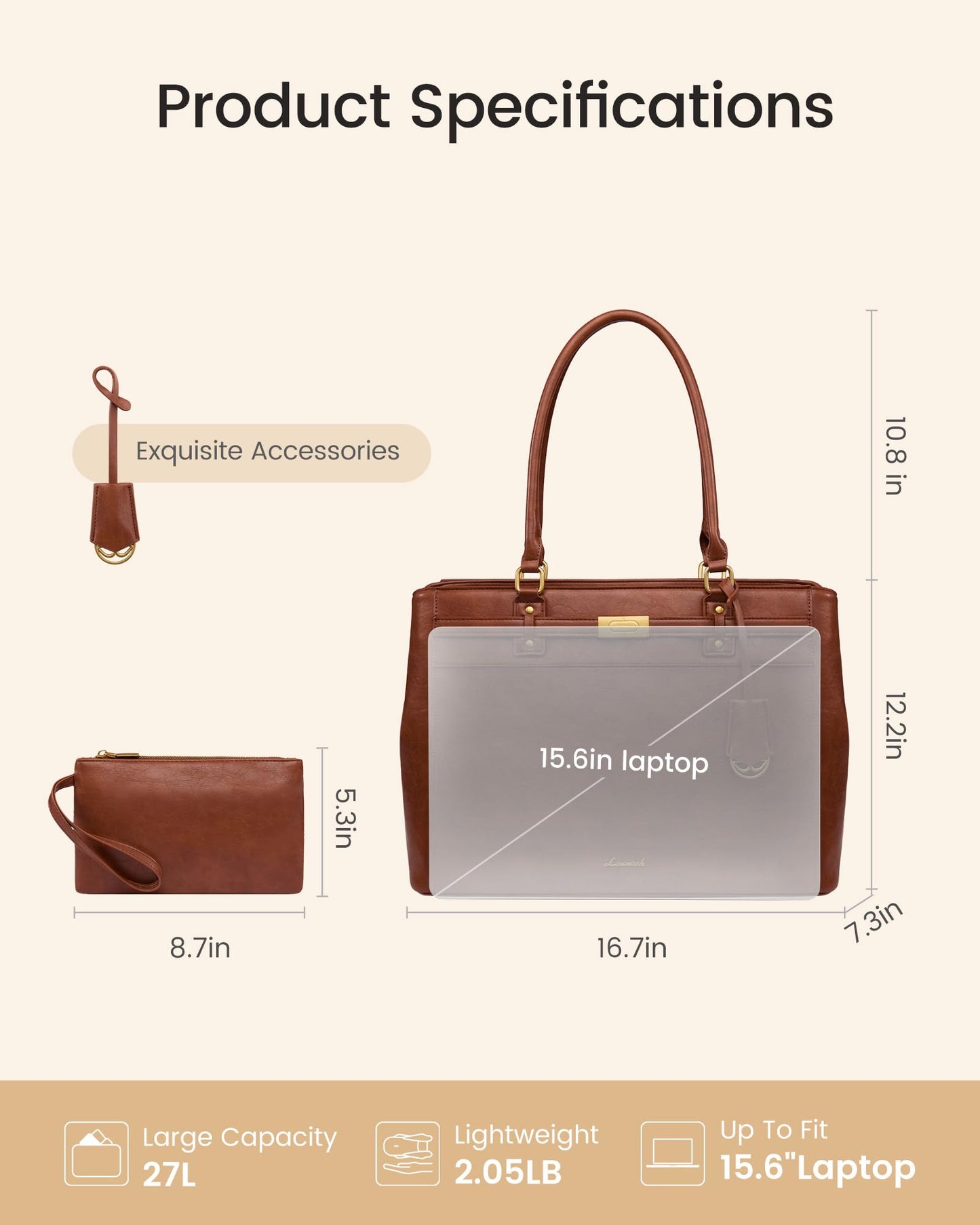 LOVEVOOK Laptop Tote Bag for Women, 15.6 Inch Waterproof Leather Work Computer Bag, Large Business Office Briefcase Shoulder Handbag Purse Gifts for Women