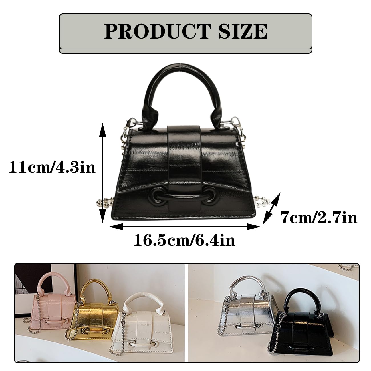 Mini Crossbody Bags Women's Y2K Purses Top Handle Crossbody Bag Clutch Shoulder Handbag for Cocktail Party Prom Wedding Black
