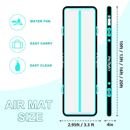 OWROMI Inflatable Air Gymnastics Mats for Tumbling, 10ft/13ft/16ft/20ft Tumble Track Tumbling Mats for Kids, 4/8 Inches Thick Training Mat with Electric Pump Gymnastics Equipment for Kids Mat