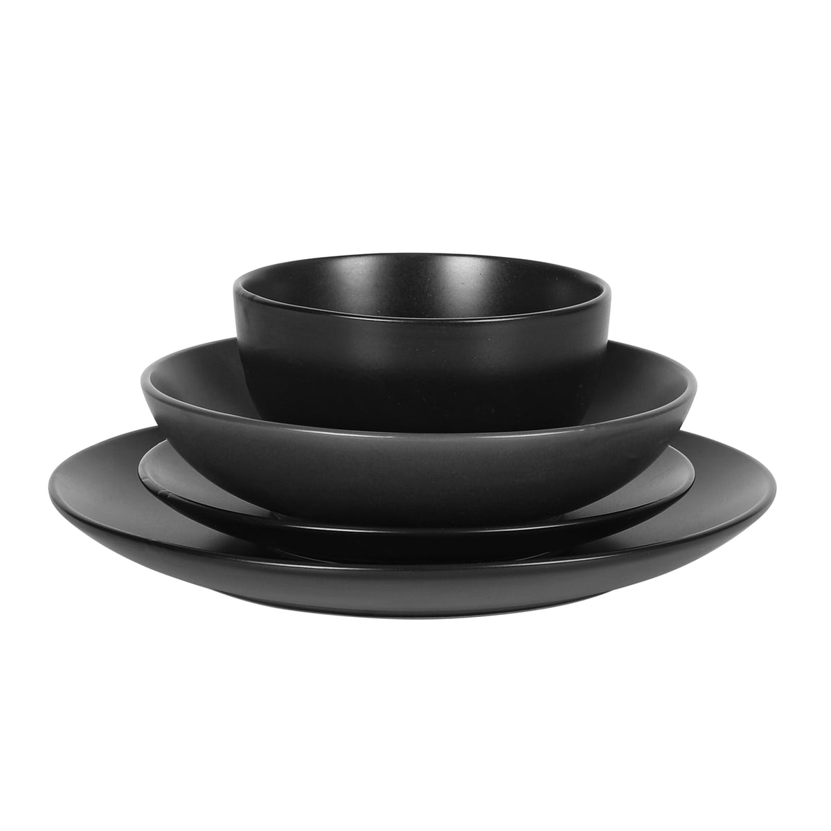 Gibson Home Queenslane 16 Piece Double Bowl Plates and Bowls Dinnerware Sets - Matte Blue
