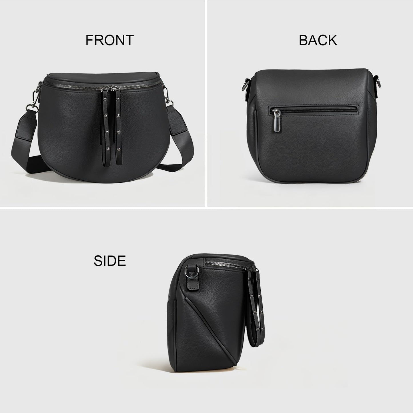 MOETYANG Crossbody Bags for Women Large Vegan Leather Bum Bag with Coin Purse (Black)