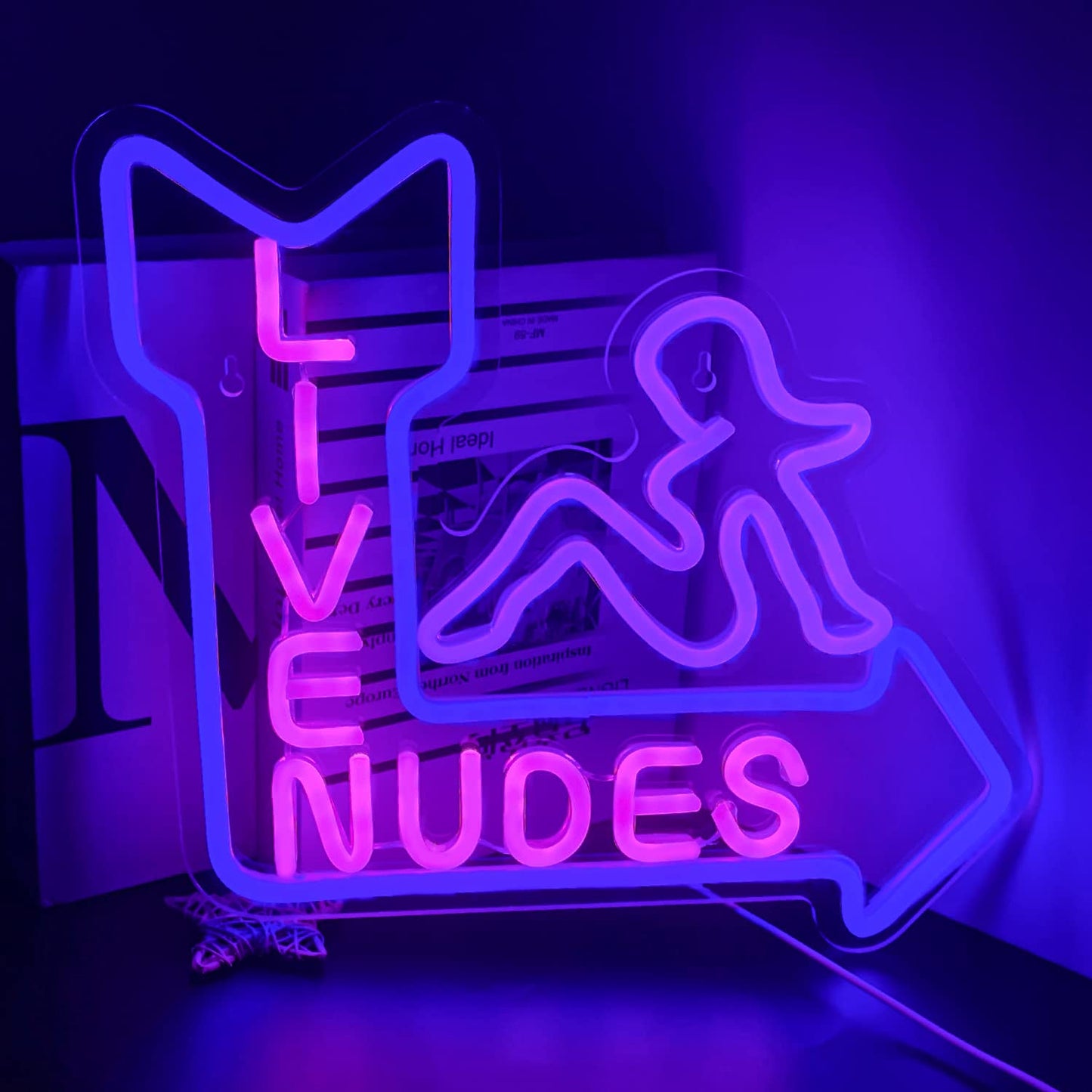 LooKLight Live Nudes Neon Sign - USB Powered, Purple, Wall Decor for Room, Man Cave, Bar