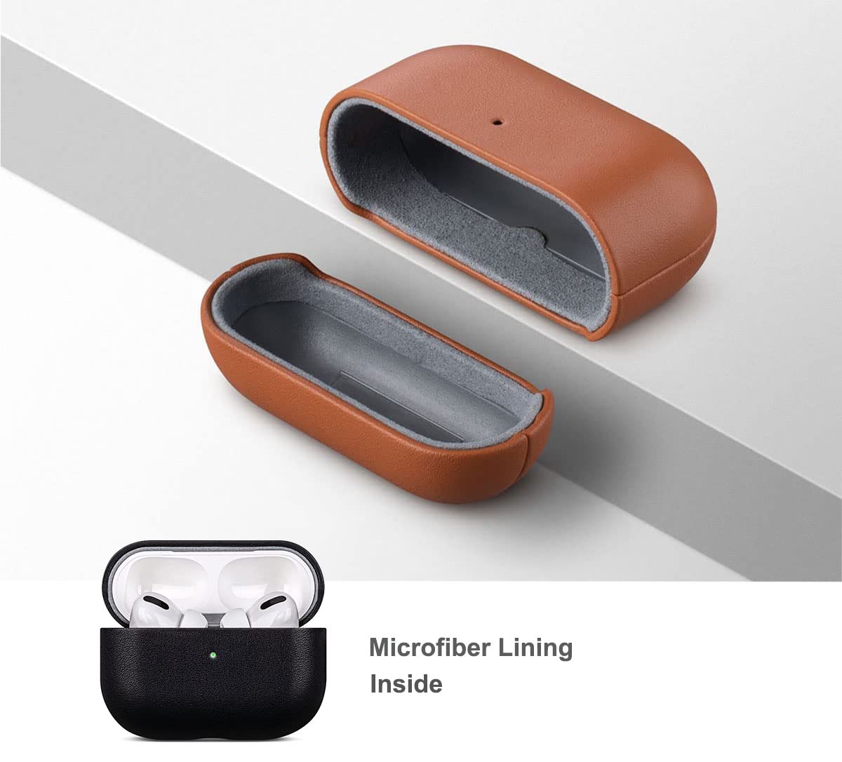 Lopie Handmade Series Cowhide AirPods Pro Case, Full Grain Leather, Shockproof, Dust/Dirt Proof - Black