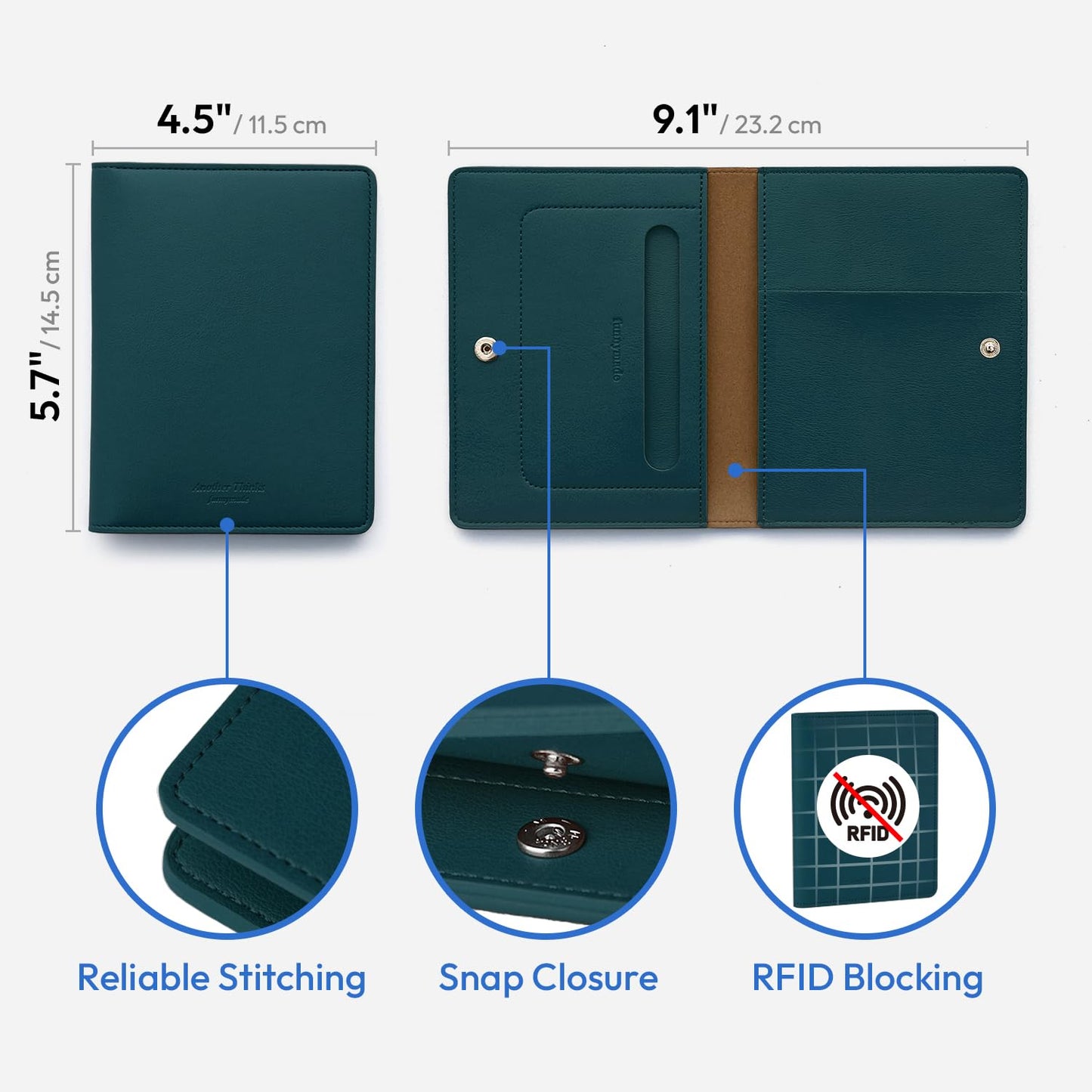 carrotez Family Travel Document Organizer – Premium RFID Blocking Leather Passport Holder & Wallet for 2 Passports, Cards, Boarding Passes & Travel Essentials – Dark Green