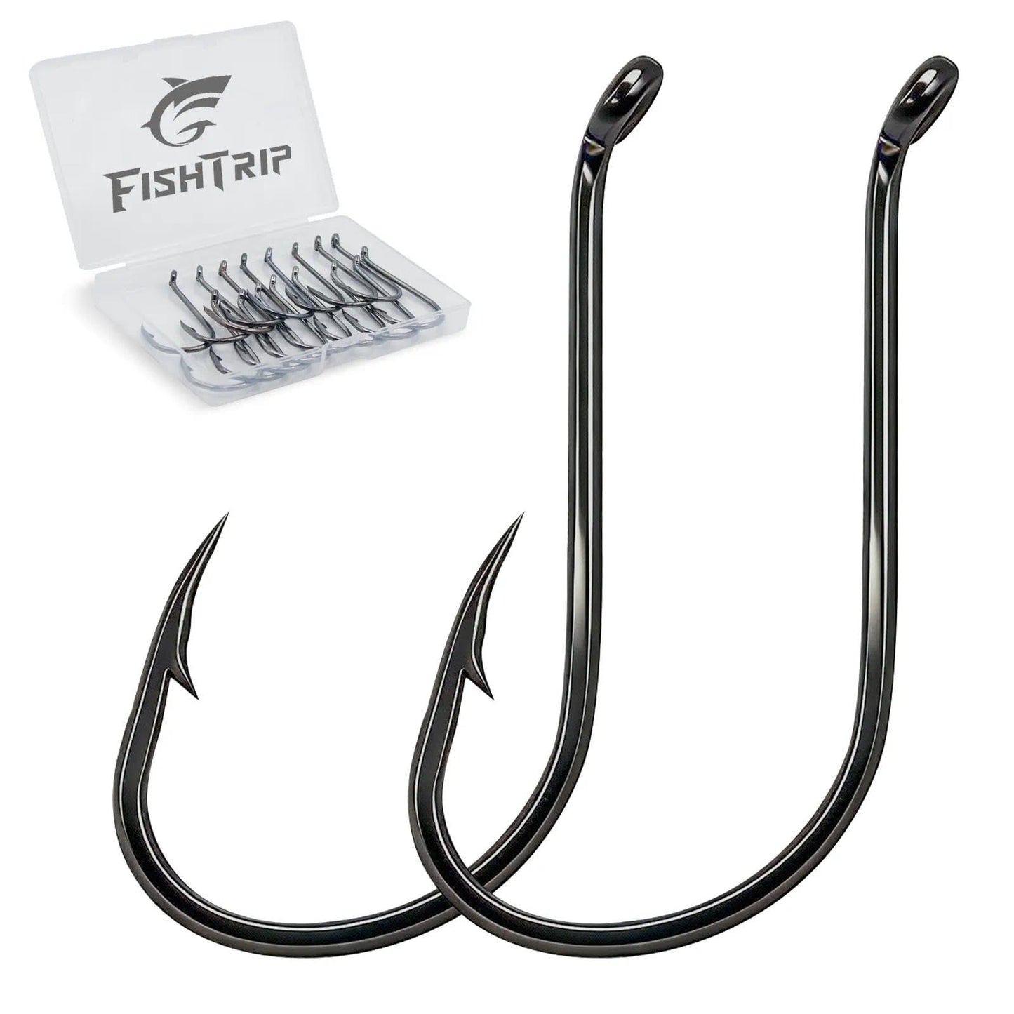 FishTrip 100 Pack Octopus Fishing Hooks - Offset Beak Circle Hooks for Fish Hooks Saltwater & Freshwater, Live Bait Fish Hook for Rigs Catfish, Bass Tuna, Walleye, Trout