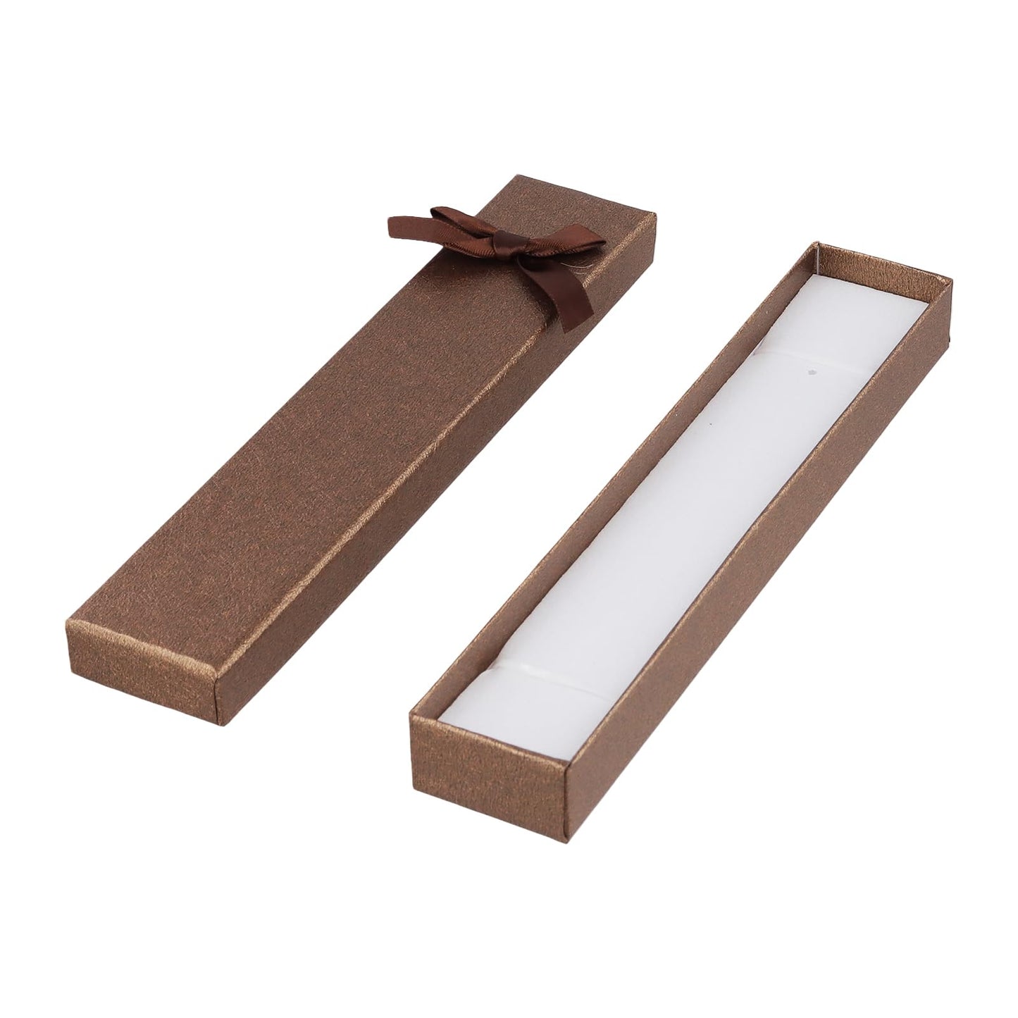 SINJEUN 36 PCS Empty Pen Gift Box, Brown Pen Boxes, Cardboard Pen Presentation Box with Bow Decor for Gift Birthday Souvenir Jewelry Display