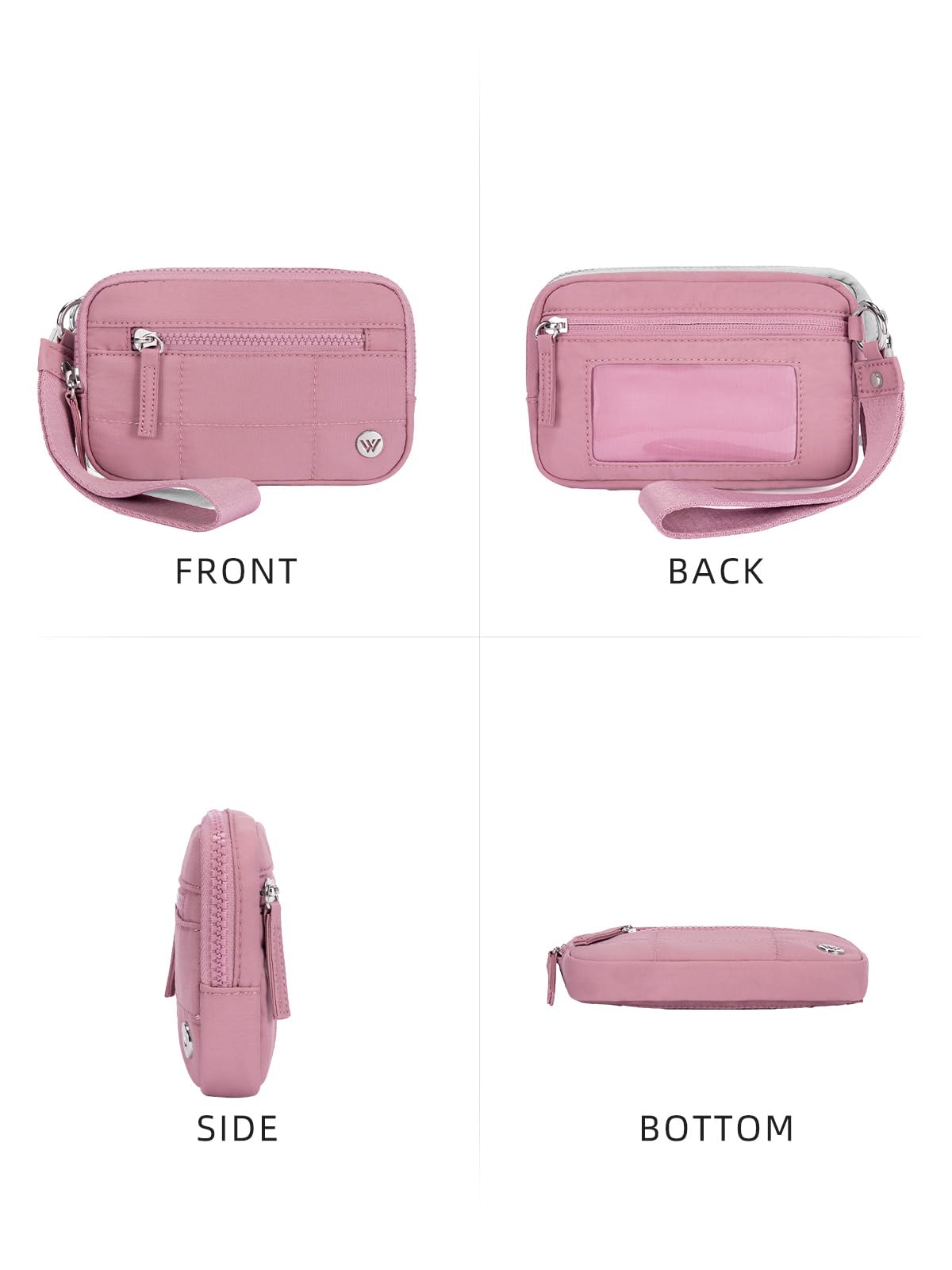 WESTBRONCO Wristlet Wallets for Women – RFID Blocking Quilted Nylon Phone Wallet Clutch, Zip Around Card Holder Purse for Travel & Everyday Use