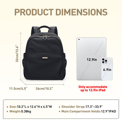 GOLF QUALITY Mini Backpack for Women Small Backpack Purse Cute Stylish Lightweight Daypack for College Work Travel Party,12.9Inch,Classic Black