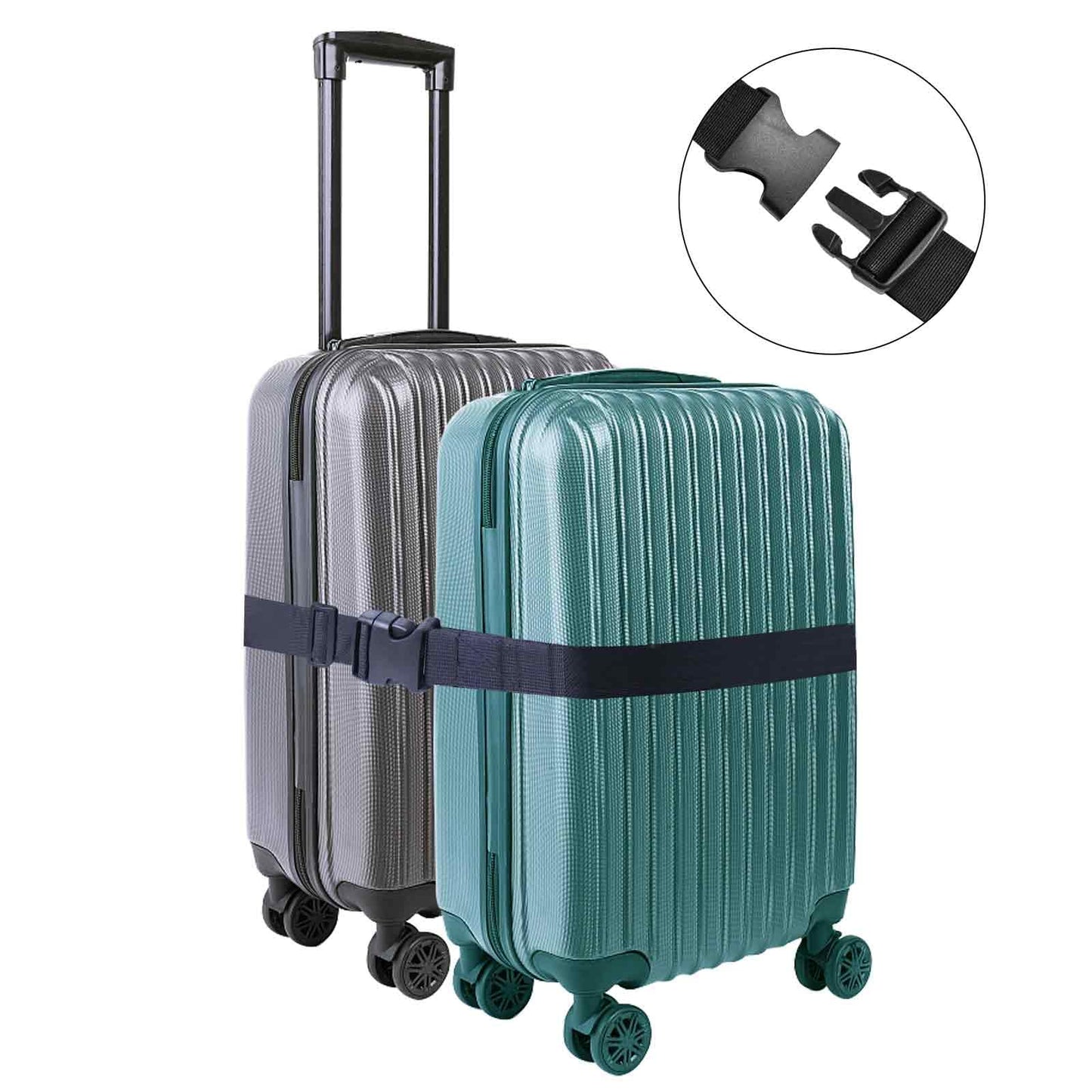 Add a Bag Luggage Strap - Heavy Duty Adjustable Suitcase Belt - Travel Accessory for 3 pcs Luggage Connecting - 3 Pack 1.5" W (Black)