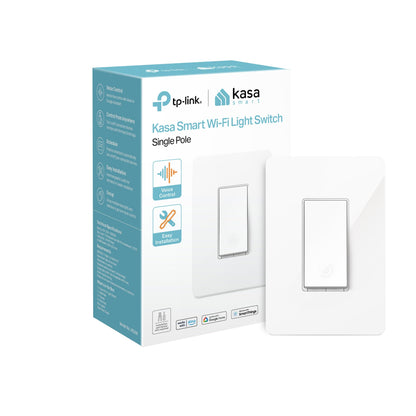 Kasa Smart Light Switch HS200, Single Pole, Needs Neutral Wire, 2.4GHz Wi-Fi Light Switch Works with Google Home, UL Certified, No Hub Required, White