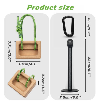 Lights Mountain Portable Climbing Hangboard – Dual Depth Wooden Grip Blocks for Finger Strength, Power, and Forearm Training – Beech Wood Hang Board with Loading Pin and Carabiners