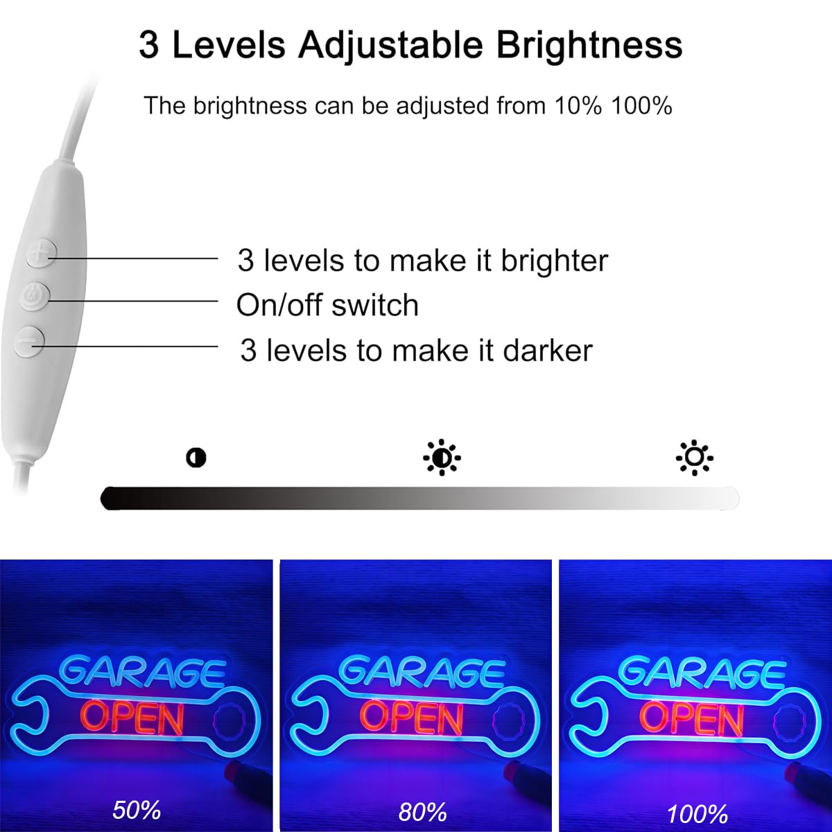 Garage Open Neon Sign,Dad's Workshop LED Neon Light for Auto Repair Shop Man Cave Garage Father Birthday Christmas Decor Gifts