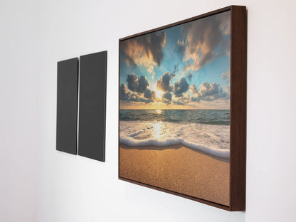 Beach Art Wall Decor Coral Beach Sand Sea Palapa Tropical Palm Tree Photo Sunset Landscape Pictures Ocean Scenic Scenery Nature Photography Paradise Cool Wall Art Print Poster 36x24