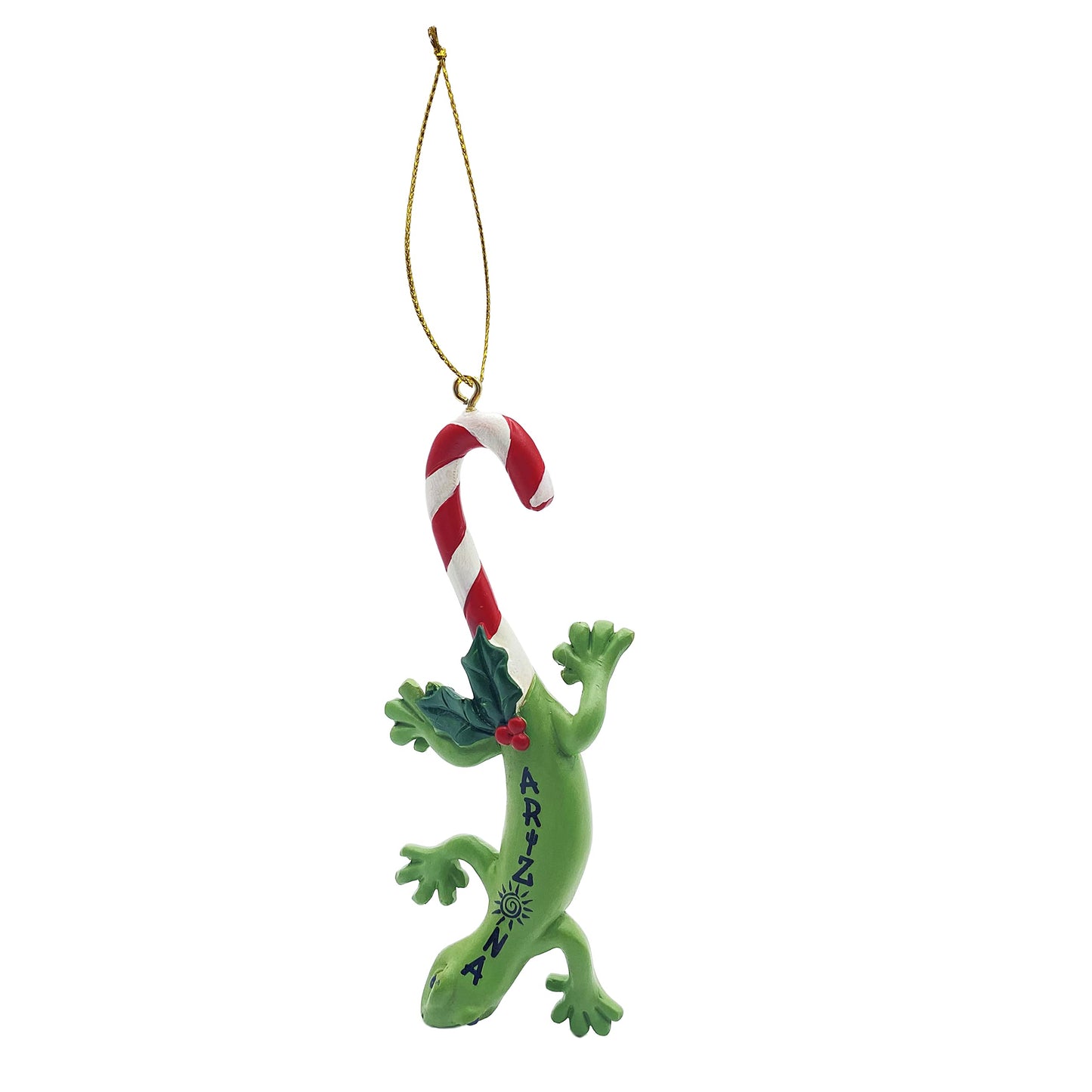 Candy-Cane-Tailed Gecko Personalizable Ornaments Hand Painted Ornament - Christmas in The Desert Ornament #3 (Arizona Namedrop)