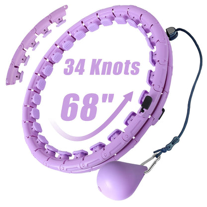 OurStarry 32 Knots Weighted Workout Hoop Plus Size, Smart Waist Exercise Hoop for Adults Weight Loss (32Links Purple)