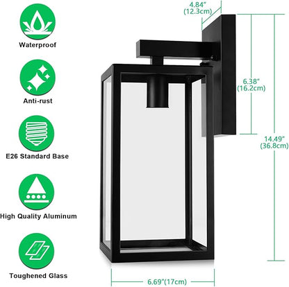 MAXvolador Outdoor Wall Lantern, Extra Large Exterior Waterproof Wall Sconce Light Fixture, Black Anti-Rust Mount Lighting, E26 Base Porch Lamp