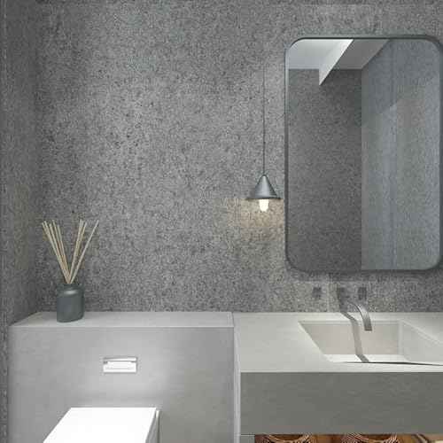 24"x79" Thick Grey Granite Countertop Contact Paper(Sample) Vinyl Wrap Matte Wallpaper Peel and Stick Easy to Install & Clean Renter Friendly Textured Paper for Kitchen Cabinets Countertop Refinishing