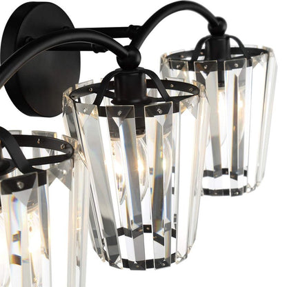 Aipsun Crystal Vanity Light Fixtures Black Bathroom Light Fixtures Crystal Wall Lights for Bathroom E26 Base (Exclude Bulb)