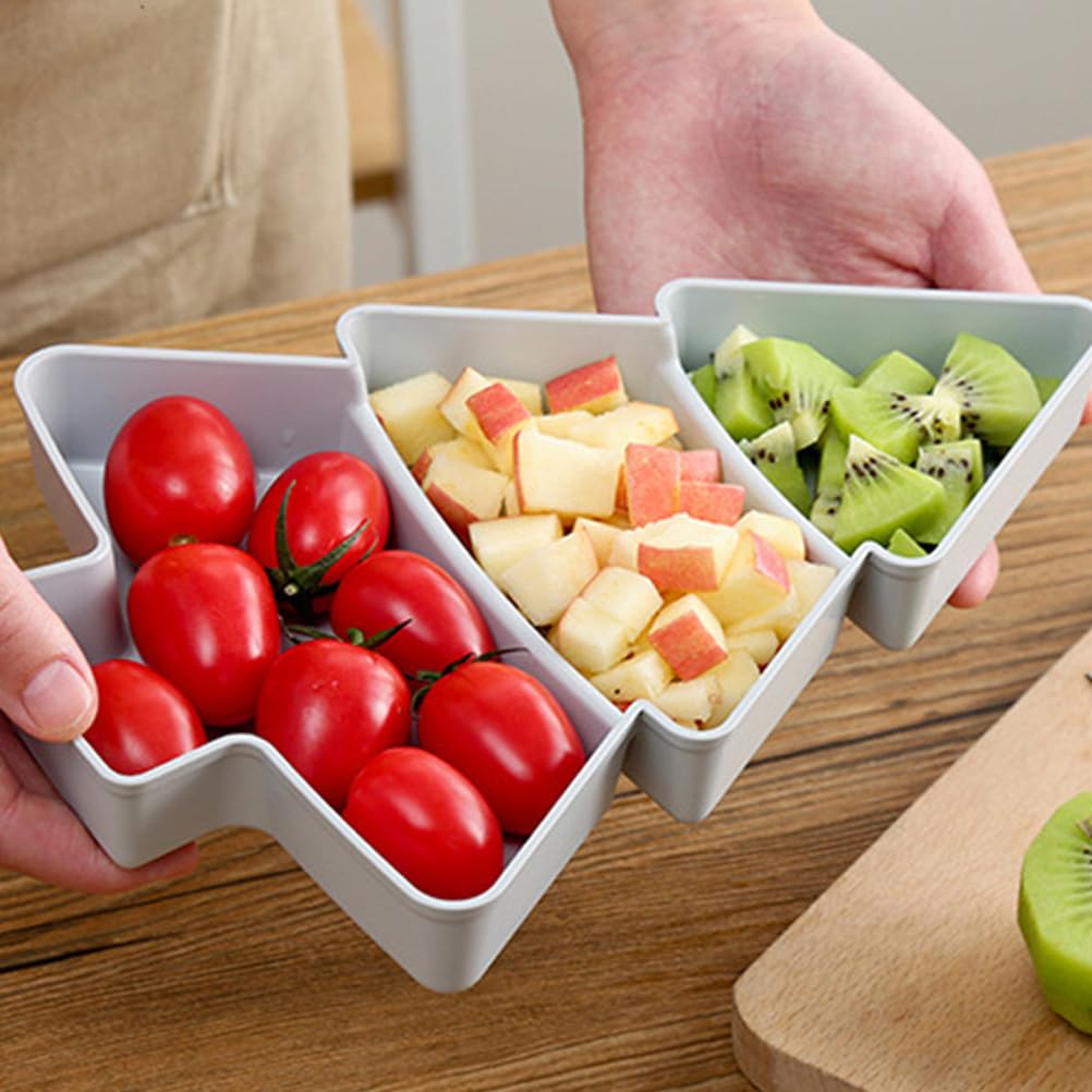 DOITOOL 2PCS Christmas Tree Shape Platter Snack Appetizer Trays Dessert Serving Dishes Divided Snack Serving Trays Fruit Cheese Dessert Plate - Grey