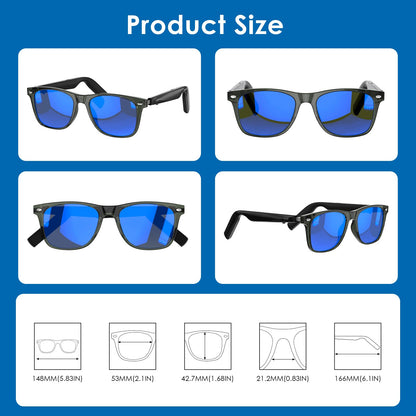 GetD AI Glasses for Men & Women, Smart Glasses Powered by ChatGPT, AI Real-time Translation with 145 Languages, 11H Music Play, Bluetooth Glasses with Photochromic Lens for Daily Use, Travel