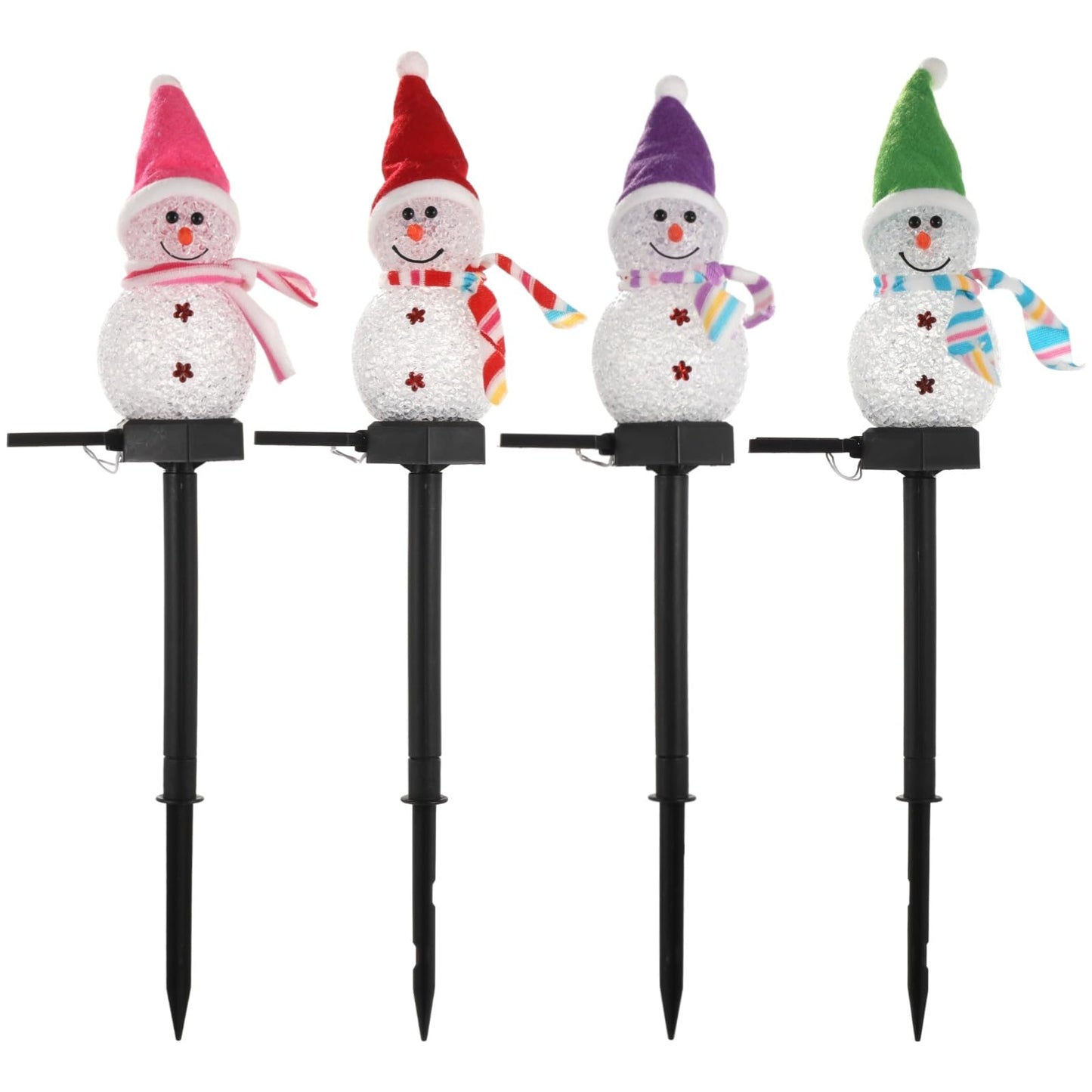 4 PCS Solar Snowman Light Decorations, Solar Christmas Snowman Stake Light, Outdoor Waterproof Solar Powered Garden Snowman Lights, Christmas Yard Decor, Decorative Pathway Light