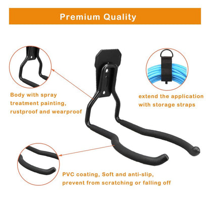 Juformin Garden Power Tool Hanger, Garage Wall Hooks, Weedeater Rack, String Trimmer Hanger, Utility Hooks for Garage Tool Organizers and Storage - Black, 2 Pcs