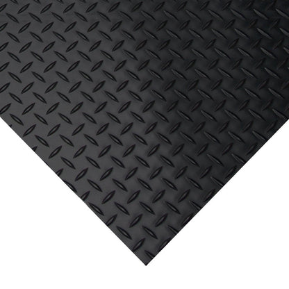 Rubber-Cal Diamond-Plate Rubber Flooring Roll - 3 mm x 4 ft x 2 ft Roll - Black