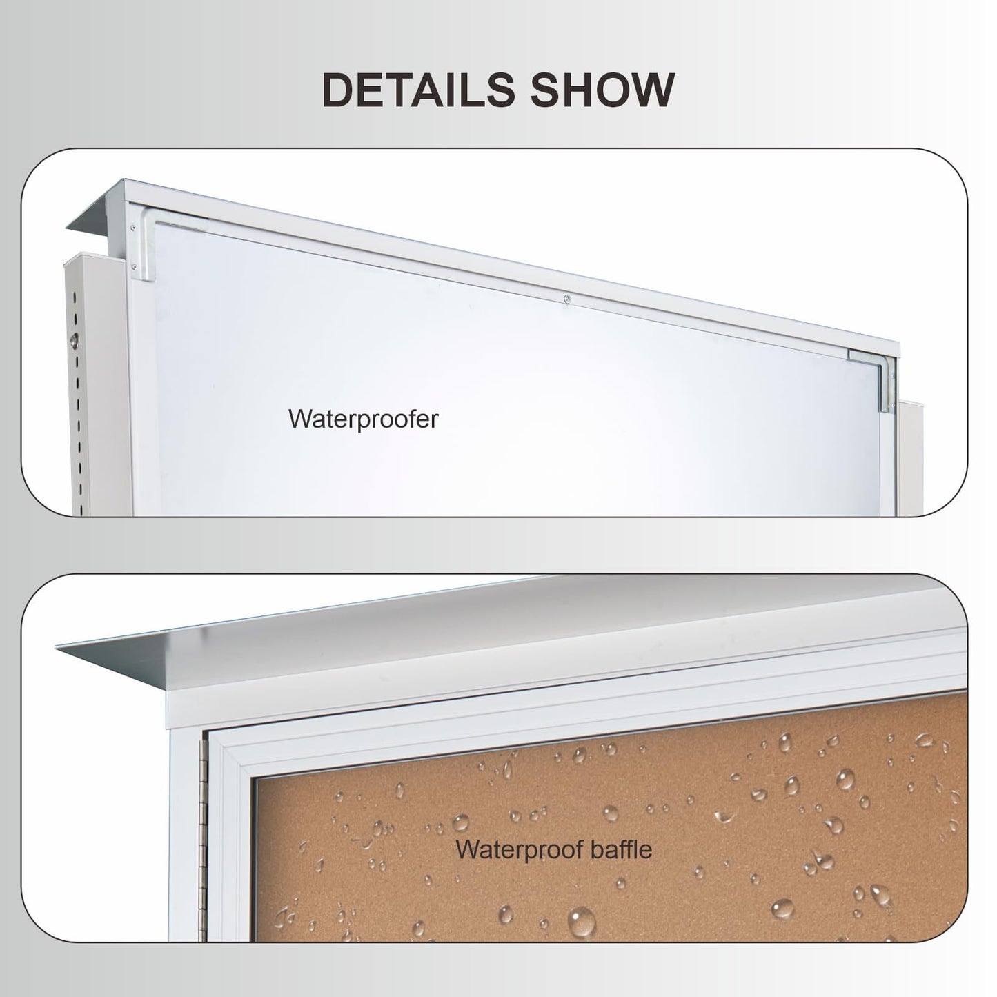 Standing Enclosed Bulletin Board 36”x48” Weather-Resistant Outdoor Noticeboard with Locking Doors，Community Sign with Metal Pole & Silver Aluminum Frame & Cork Presentation Board