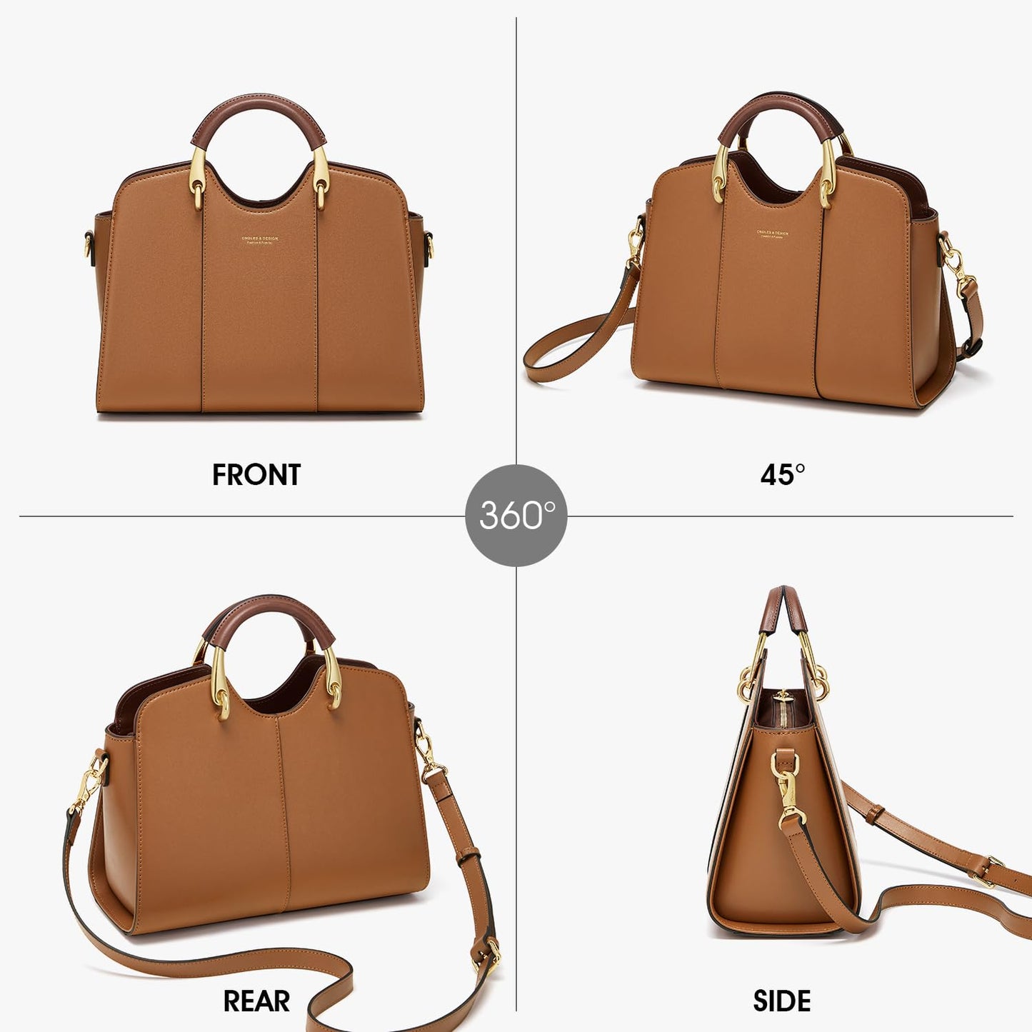 Cnoles Satchel Bag for Women Fashion Leather Ladies Top Handle Tote Shoulder Bag Purses and Handbags