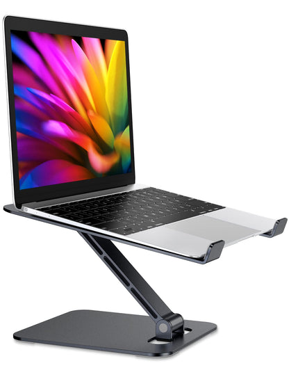 Foldable Laptop Stand, Height Adjustable Ergonomic Computer Stand for Desk, Aluminum Portable Laptop Riser Lecterns Holder Mount Compatible with MacBook Pro Air, HP, Dell 10-16"