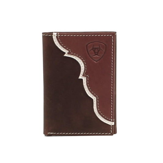 Ariat Leather Two Toned Overlay - Men's Trifold Wallet