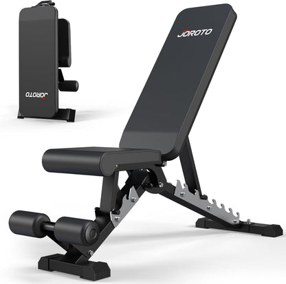 JOROTO Adjustable Weight Bench, 800LBS Workout Bench, Foldable Weight Bench for Home Gym, Flat Incline Decline for Sit Up Bench Press, 40LB Heavy Duty Build Strength Training Bench, Silver