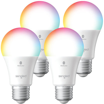 Sengled Light Bulb, S1 Auto Pairing with Alexa Devices, Color Changing , Smart Light that Work with , Bluetooth Mesh Smart Home Lighting, E26 60W Equivalent, 800LM, 4 Count (Pack of 1)
