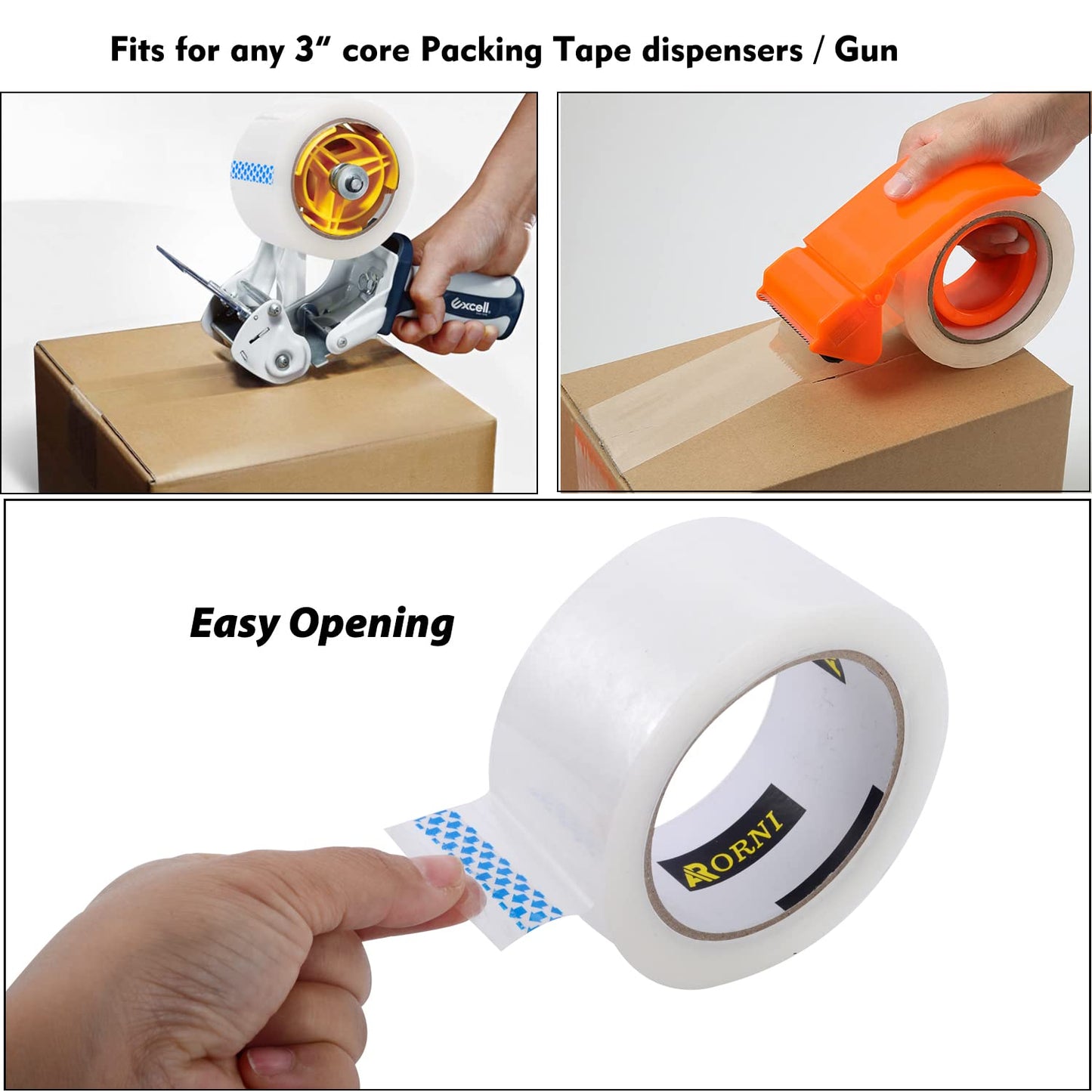 APORNI Clear Packing Tape Heavy Duty Refill Rolls Sealing Great for Packing Box Shipping and Moving Supplies Packaging 36 Rolls 1.88" x 65 Yards 3" Core 2.7 Mil Thick Adhesive