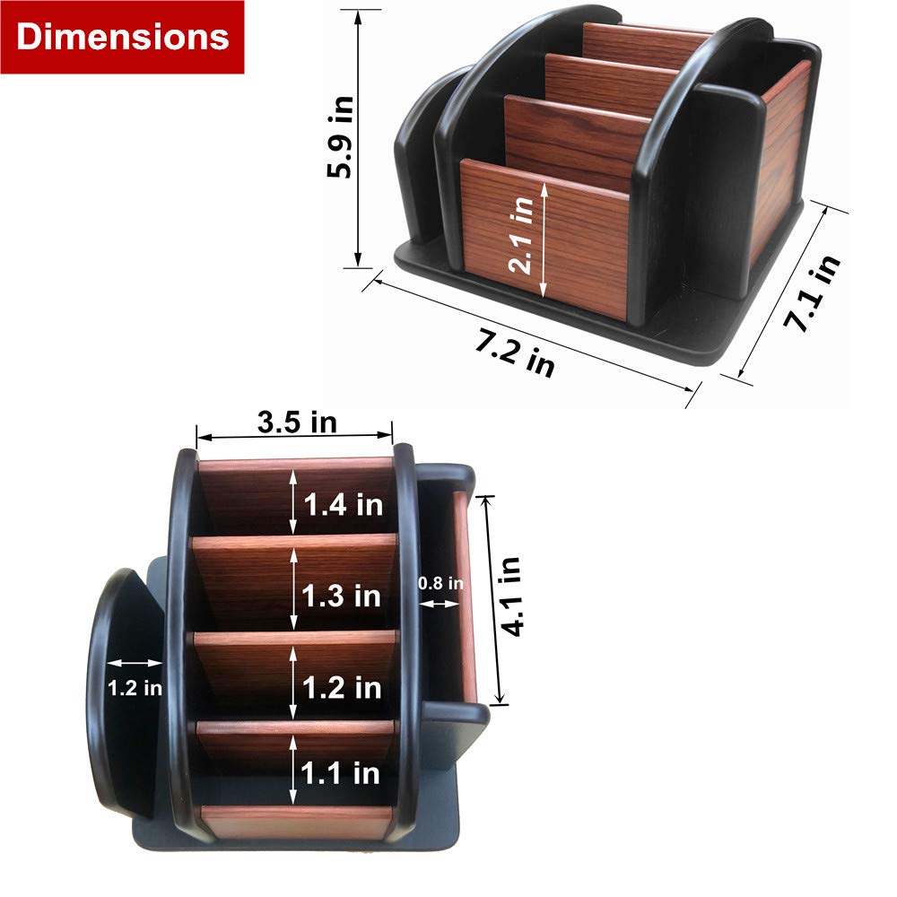 YCL YUCHUNLIN Revolving Remote control caddy,Wooden pen holder for desk office supplies stationery storage, Multi function home & office desktop organizer YCL875R