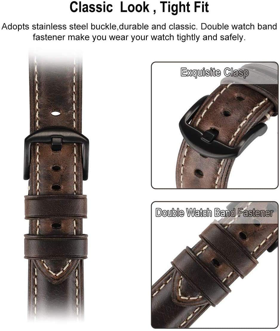 HUAFIY Compatible iWatch Band 38mm 40mm 41mm42mm, Top Grain Leather Band Replacement Strap iWatch Series 11/10/9/8/7/6/5/4/ 3/ 2/ 1,apple SE Sport, Ultra 3 2 1 (Retro coffee+Black Buckle, 38mm 40mm41mm)