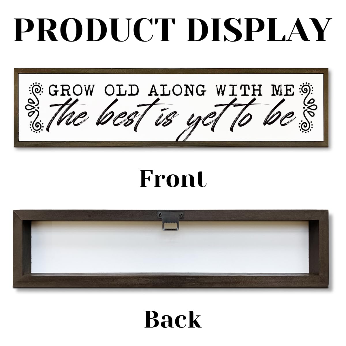 Romantic Wood Sign, Grow Old Along with Me Sign, Wedding Marriage Decors, Rustic Farmhouse Home Decor, Master Bedroom Decor Above Bed, Valentines Day Gift 17.8x4x1.18 inches