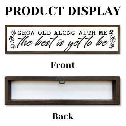 Romantic Wood Sign, Grow Old Along with Me Sign, Wedding Marriage Decors, Rustic Farmhouse Home Decor, Master Bedroom Decor Above Bed, Valentines Day Gift 17.8x4x1.18 inches