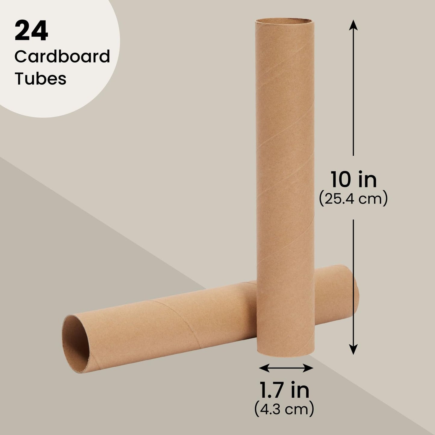 Bright Creations Cardboard Tubes - Paper Towel Rolls for Crafts - Paper Towel Cardboard Tubes - 10 in Length, 1.7 in Diameter, Brown, Pack of 24
